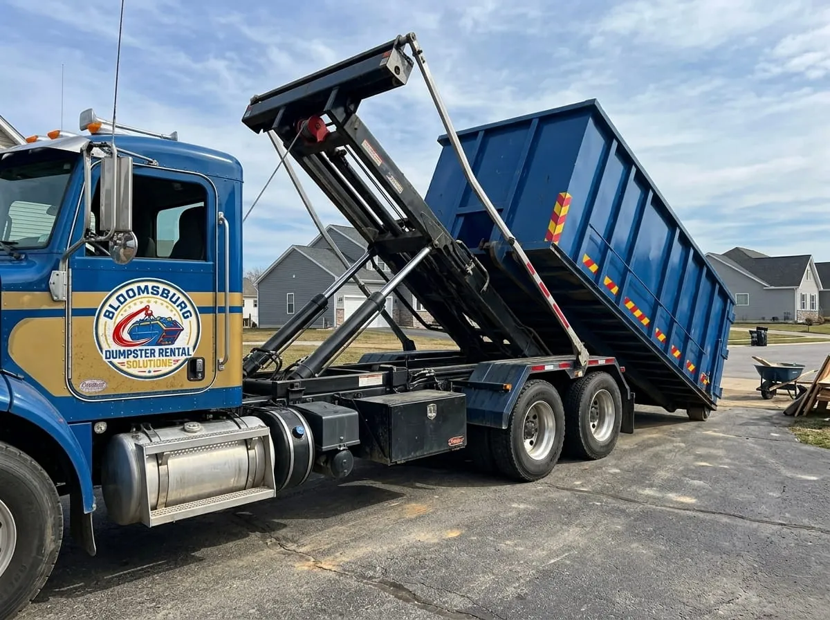 Dumpster rental in Espy, PA Roll-off dumpster rental delivered to a Espy, PA property by Bloomsburg Dumpster Rental Solutions